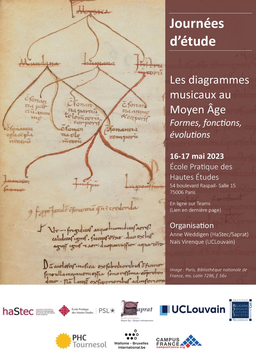 gemca_ucl's tweet photo. 🗣️ 𝗝𝗢𝗨𝗥𝗡𝗘́𝗘𝗦 𝗗'𝗘́𝗧𝗨𝗗𝗘
Naïs Virenque (UCLouvain) et Anne Weddigen (Labex HaStec/Saprat) organisent 2 demi-JE sur "Les #diagrammes musicaux au Moyen Âge. Formes, fonctions, évolutions"

📆 16-17/05
📍 @EPHE_PSL, MSH, salle 15
💻 Teams : https://t.co/P6TVMLPSKN https://t.co/lE6aYc5zfz