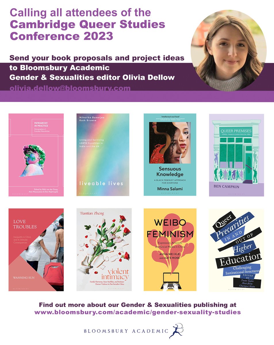 If you're at @cqsconference, look for a special discount flyer in circulation to get 35% off some #Gender & #Sexuality Studies books! 🏳️‍🌈 & if it's inspired you with an idea for a book-shaped project, send your pitch over to our editor at Olivia.Dellow[at]bloomsbury.com