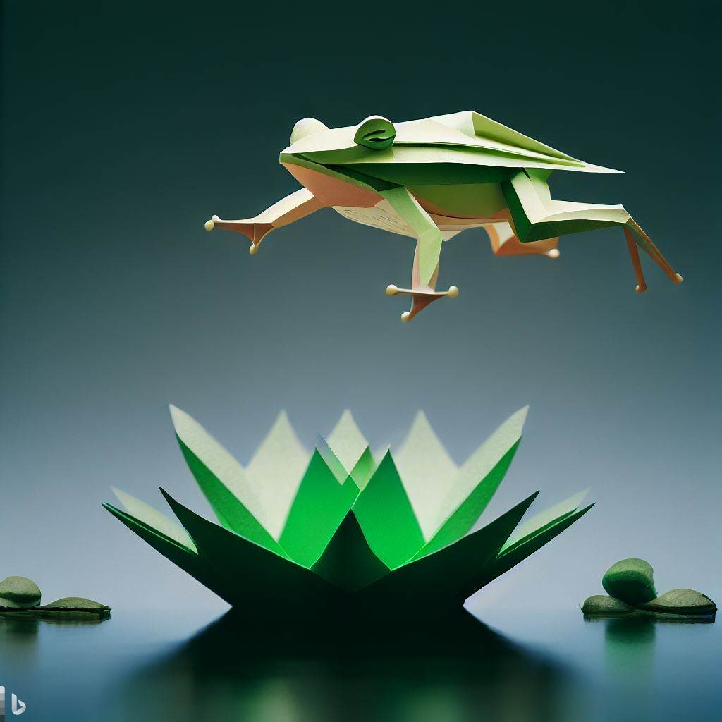 skinnybouffant's tweet photo. The Notorious Jumping Frog of Calaveras County by Mark Twain #FrogJumping #AI #bing #origami #dailyAI https://t.co/rJ12SlXqrx