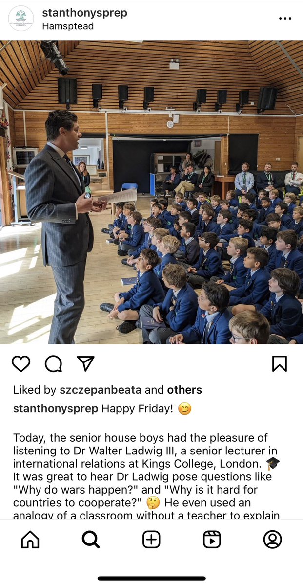 I really enjoyed the chance to speak to the boys at @StAnthonysPrep about why International Relations matters to them.
