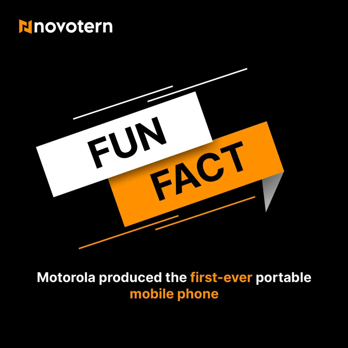 novotern's tweet image. The phone was a 9-inches tall, weighed 2.5 pounds, had 30 minutes of battery life, and sold for $4,000.
Motorola produced the DynaTAC cell phone in 1984 after more than a decade of work in cellular research and technology.
#techfunfact #funfact #novotern #educationweek