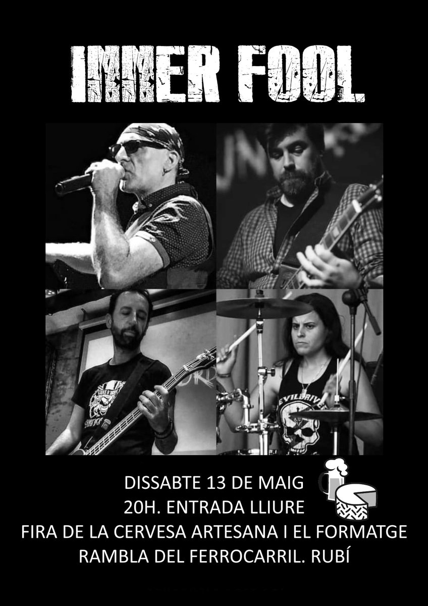 innerfoolband's tweet photo. Avui‼️
🚨🚨 Dissabte 13 de maig, a les 20h (puntual), toquem a la Fira de la Cervesa de Rubí. Debutem com a Inner Fool, grup amb nou cantant, i cançons inèdites 🚨🚨
#innerfool #rubí #rubi #rubícity #rubicity #barcelona #concert #live #show #rock #alternativerock #alternative https://t.co/kLiSXfDjKv