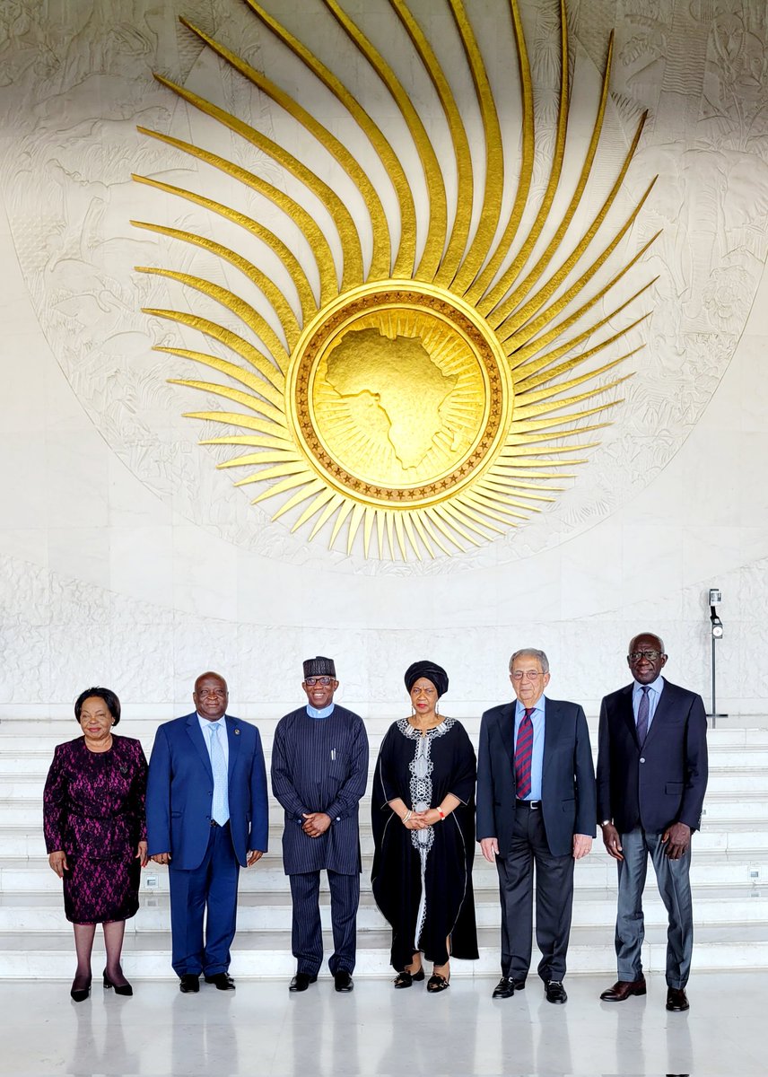 Bankole_Adeoye's tweet photo. On 12 May 2023, I addressed the AU #PaneloftheWise at its 25th statutory meeting in AddisAbaba & 15th anniversary of its full functioning. I commended the astute leadership of the Panel’s Chair, H.E. Domitien Ndayizeye, former Pres. of 🇧🇮 & rendered AU's profound gratitude...1/2 https://t.co/3qUJH83qJP