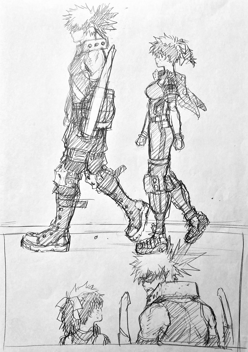 ラフ描き、💥🥦(♀) 再掲
