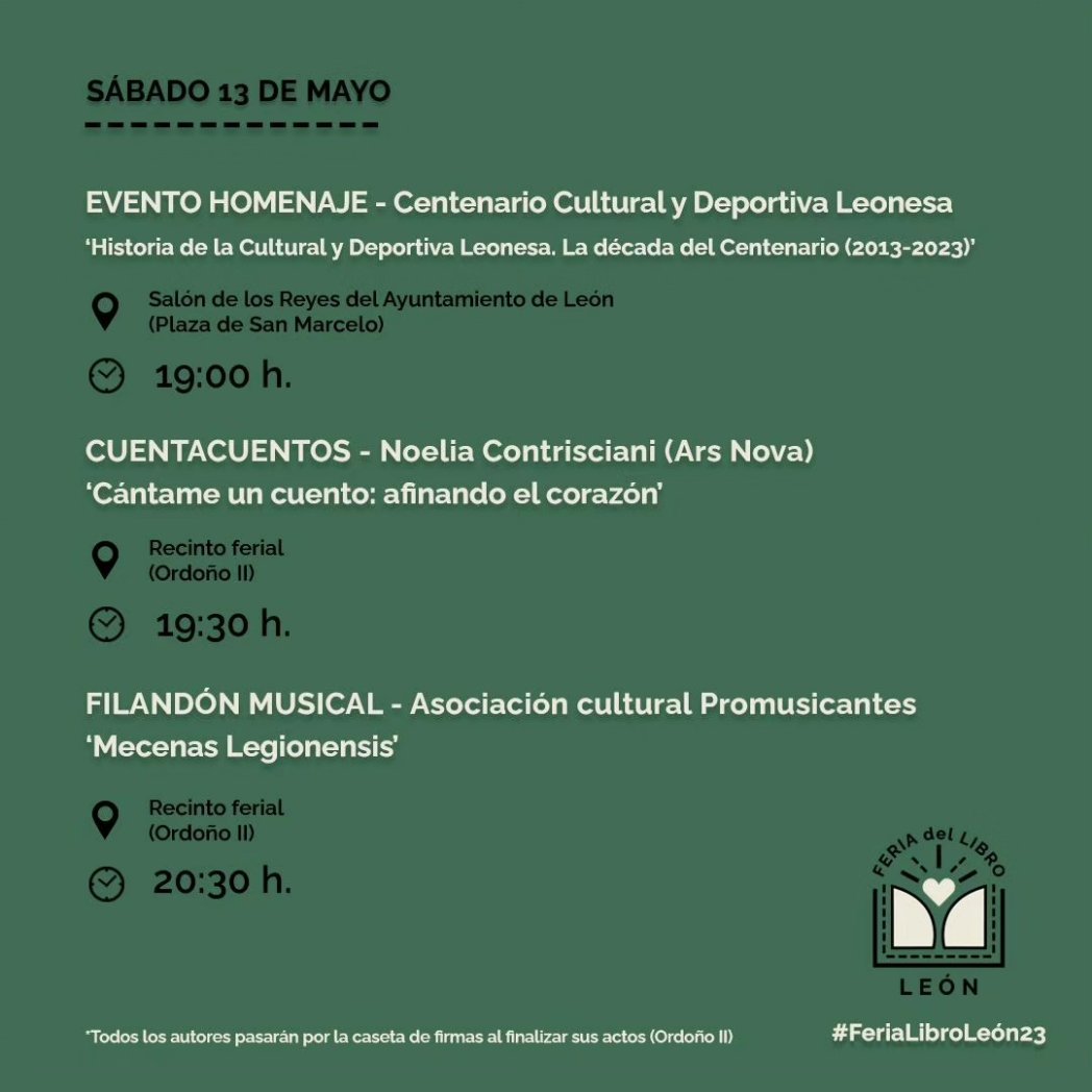 ferialibro_leon's tweet photo. (🧵)

🗺️ Descubriremos Madrid de forma ilustrada con Víctor Coyote 
⚽ Nos uniremos a la celebración del centenario de la @CyDLeonesa 
🎼 Celebraremos un filandón musical con @Promusicantes 

¡Muchas firmas y más!

#FeriaLibroLeón23 https://t.co/wA4c5vVn2F