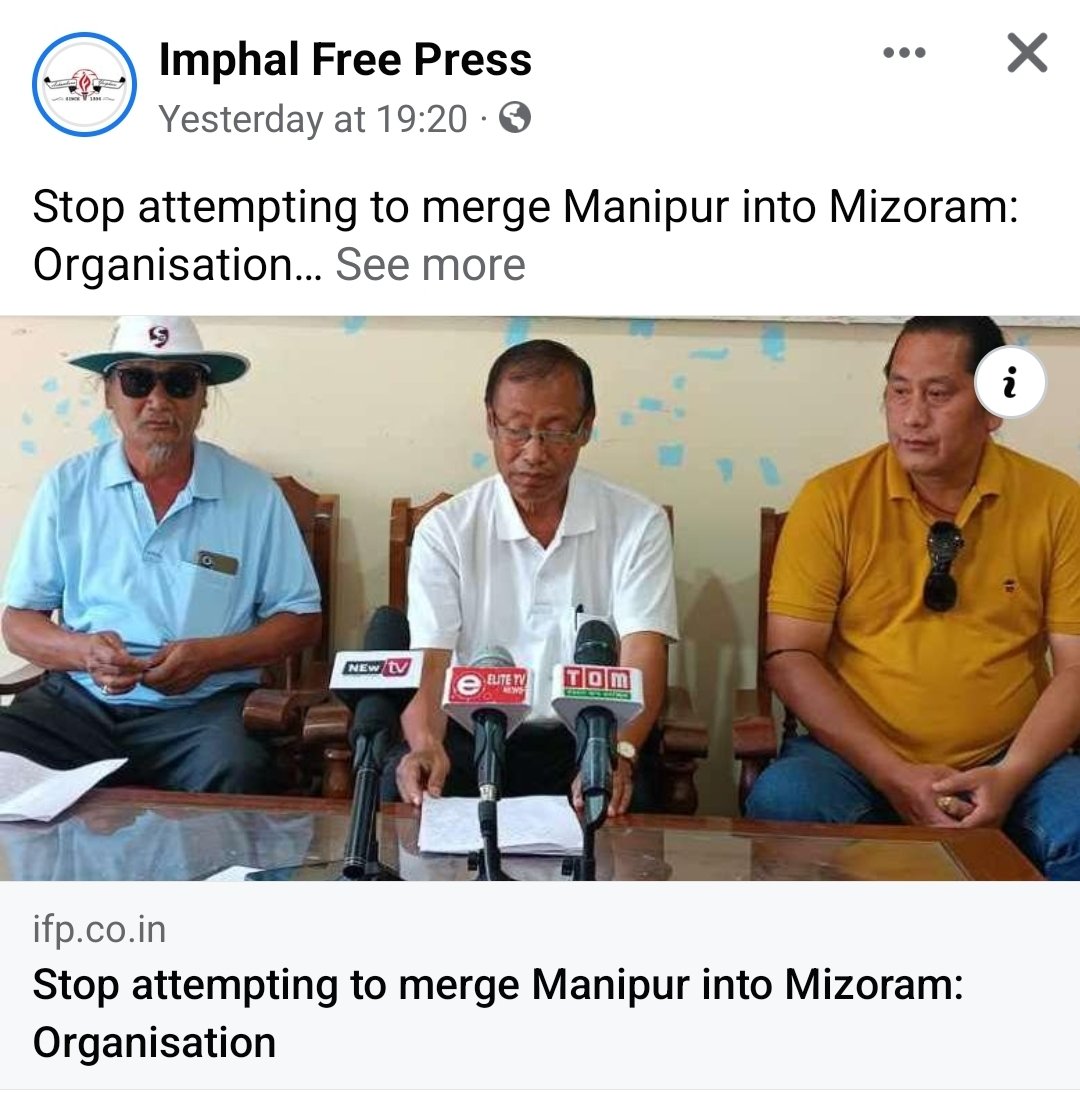 limeetei's tweet photo. https://t.co/cuEeH73TNo
Big Organisations are warning KUKI leaders to Stop attempting to Merge Manipur with Mizoram.
#StopAttempting to #MergeManipur #WithMizoram
#NoSeparateAdministration https://t.co/fHTDlvnBI0