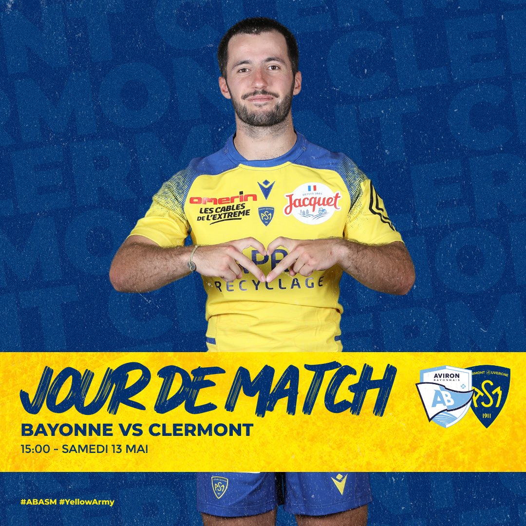 ASM Rugby on Twitter "🟡🔵 𝗝𝗢𝗨𝗥 𝗗𝗘 𝗠𝗔𝗧𝗖𝗛 👊🏻 🆚 avironrugbypro 🏉