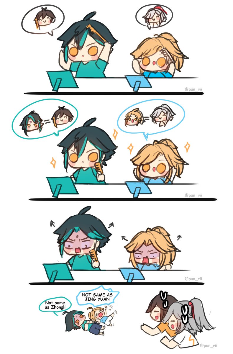 P• (🔶&👹) on Twitter "😅 Hair style , zhongli xiao yanqing jingyuan"