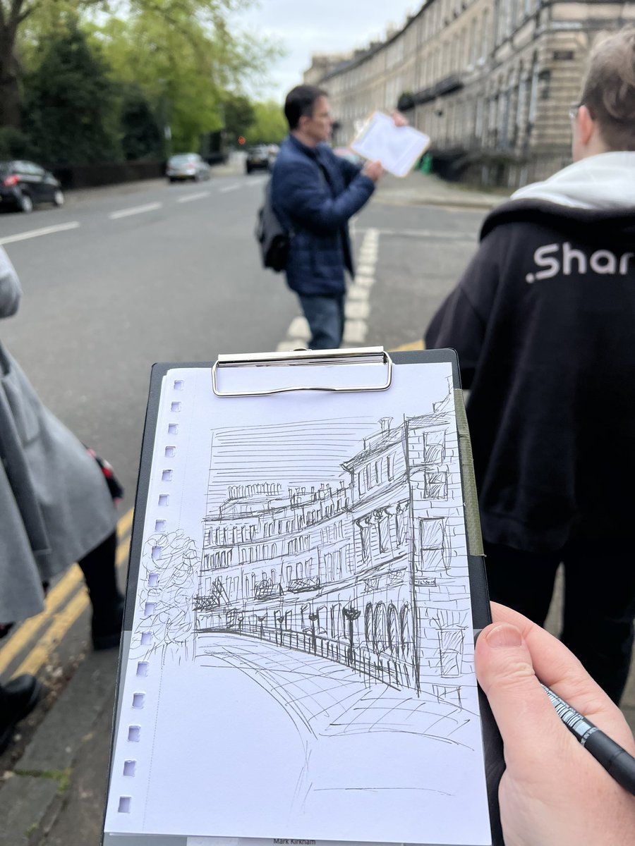 karenlreyburn's tweet photo. Had the BEST afternoon yesterday with @edinsketcher and a group of other people leaning into their own creativity! My favourite is the image of everyone’s paintings. Same building, slightly different styles all round. Love it. #creativitypillar #sketching https://t.co/K2plrDvy8V