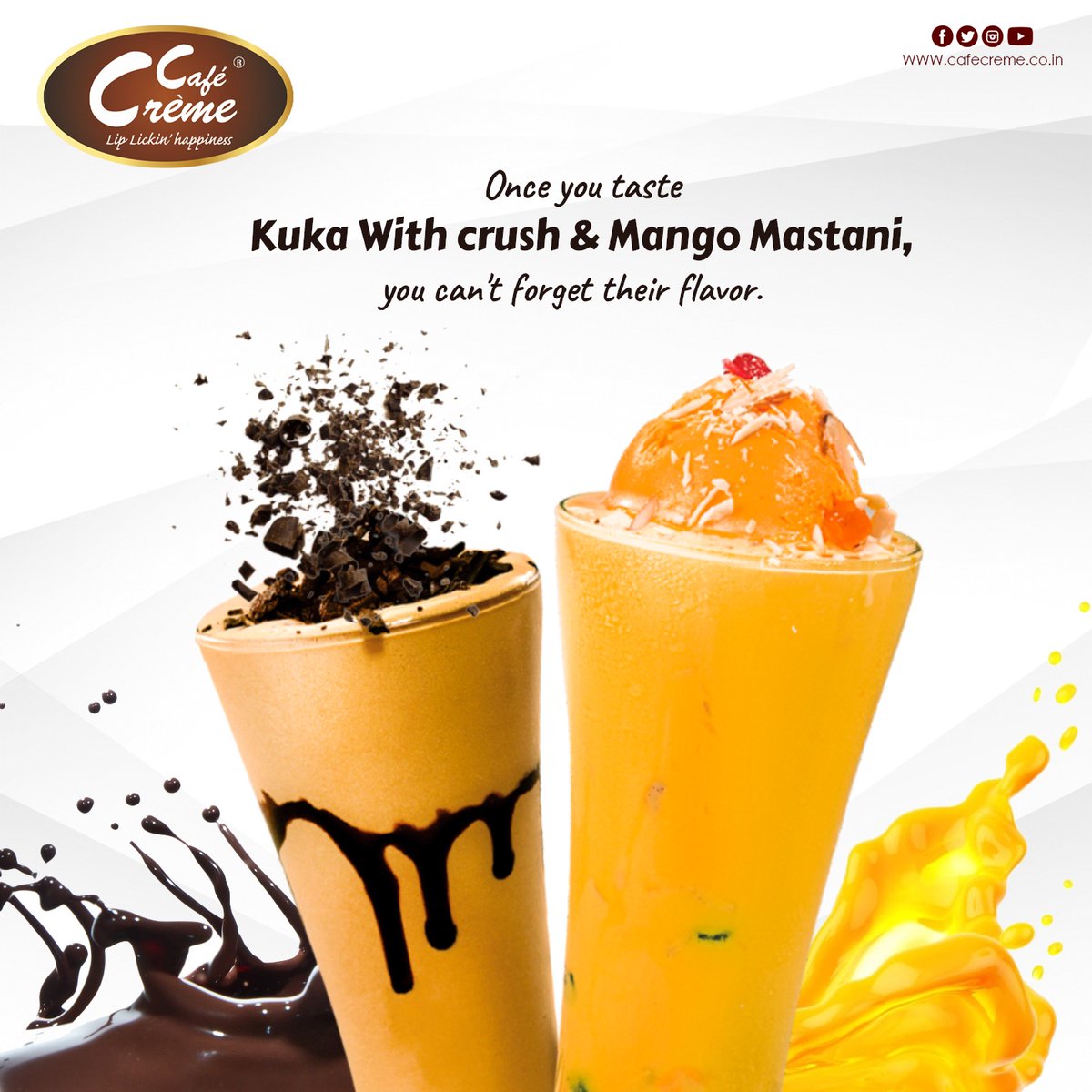 It's hard to choose between the two when it's harder to forget their taste.

Visit website
cafecreme.co.in 

#CafeCreme | #ChocolateSandwich | #ChocolateSandwich | #ChocolateShakes | #FruitShakes | #ChocoShots |#browni | #Momos | #exoticmomos | #Sandwich | #MangoMastani