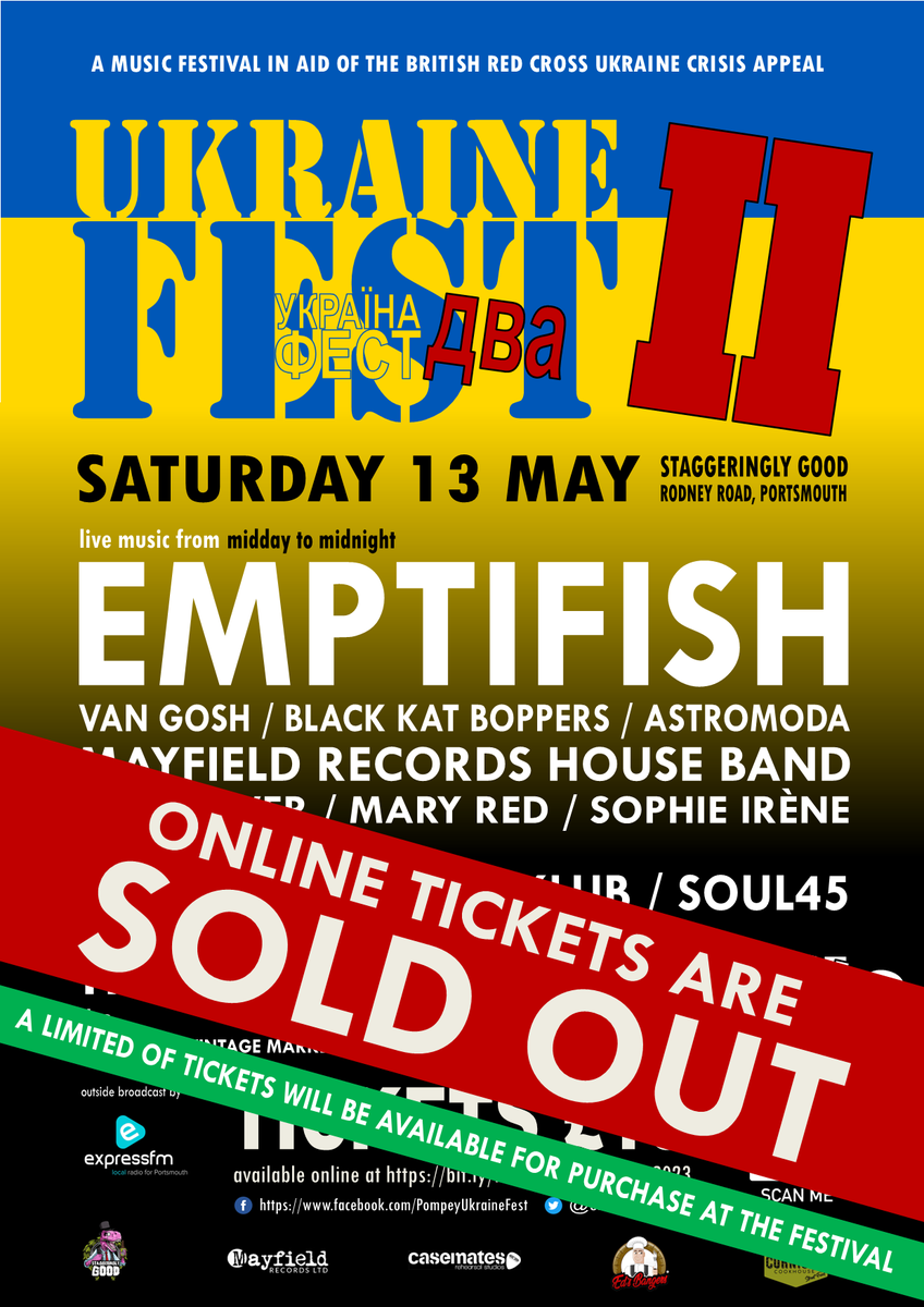 TODAY! We'll be joining our friends at <a href="/UkraineFestPmpy/">Portsmouth Ukraine Fest</a> II at <a href="/StaggeringBeer/">StaggeringlyGoodBeer</a> in #Portsmouth from Midday for a day of great food, drink, stalls and excellent #live #entertainment and raising money for <a href="/BritishRedCross/">British Red Cross 🧡</a>. Do come join us, limited tickets still available on the door!