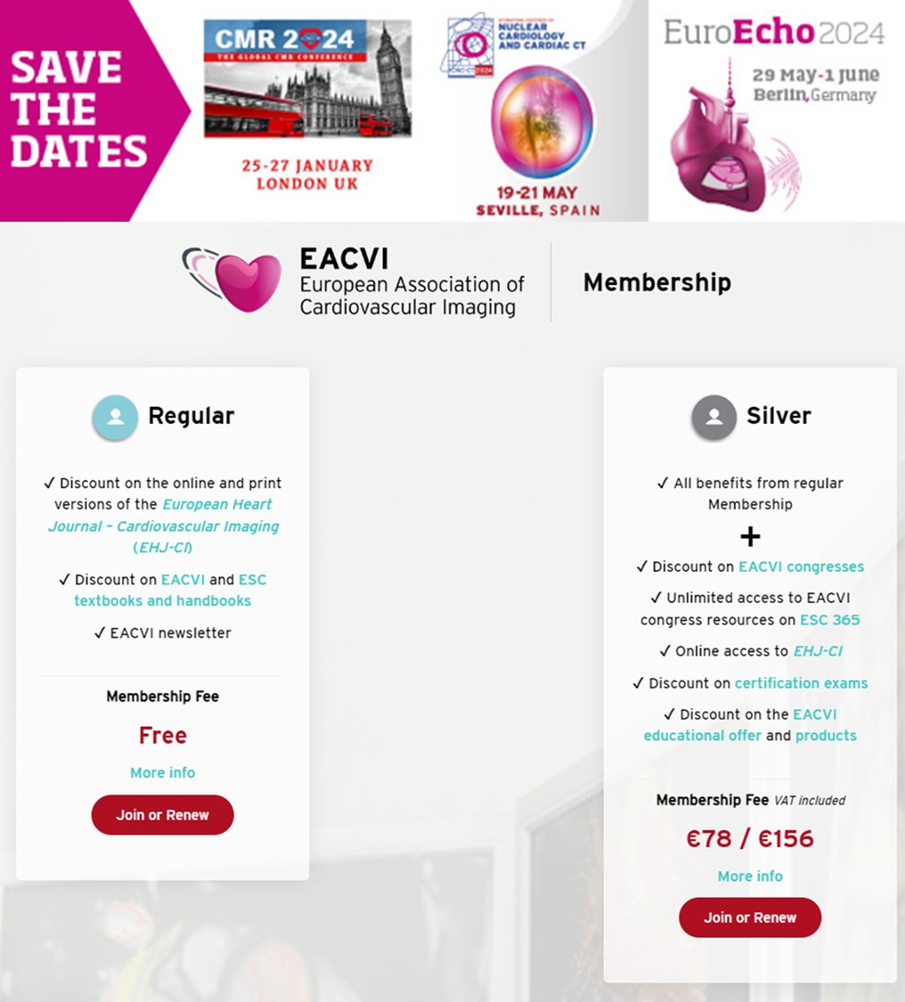 VDelgadoGarcia's tweet photo. 💚If you enjoyed the success of #EACVI2023 and don't want to miss the 2024 EACVI congresses✍️the dates👇👇👇
💜If you missed it, then is time to join this great family 👉https://t.co/Nh5zUhtHjO and start enjoying the benefits, including congresses! @EACVIPresident #CardioTwitter https://t.co/rylobZwUEP