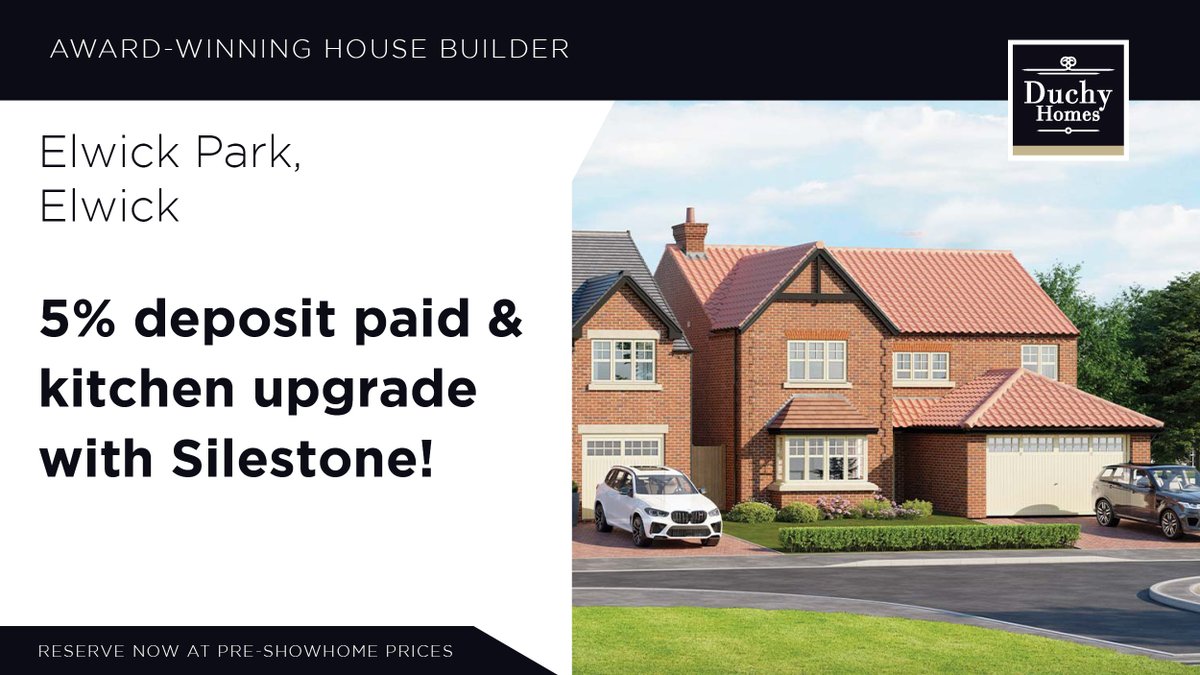 duchyhomes's tweet image. Your dream home is waiting for you at Elwick Park...
A mix of stunning 3 &amp;amp; 4-bed homes with 5% deposit paid and an upgraded kitchen with Silestone worktop!
Reserve now at pre-show-home prices.
Book an appointment now.
bit.ly/3BeR3e6
#Elwick #Hartlepool #NewHome