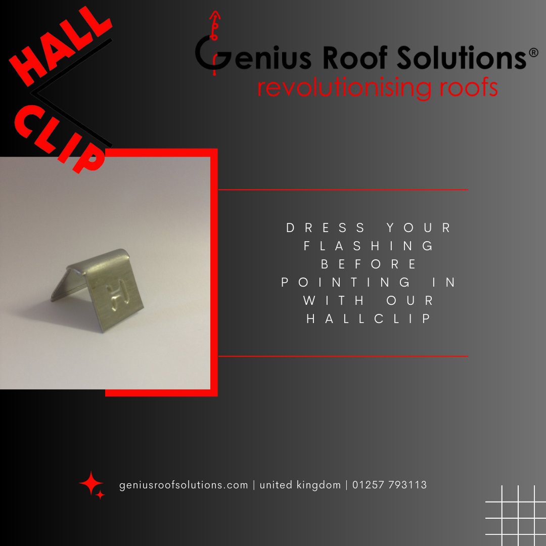 geniusroof's tweet photo. Dress your flashing before pointing in with our HallClip! The easy-to-fit clip grips lead firmly in place, giving you a professional finish every time.
โ๏ธ 01257793113
โ๏ธsales@geniusroofsolutions.com
๐https://t.co/QUxb93ApS2
#RoofingSolutions #HallClip #LeadFlashing https://t.co/12EhYcpyfo