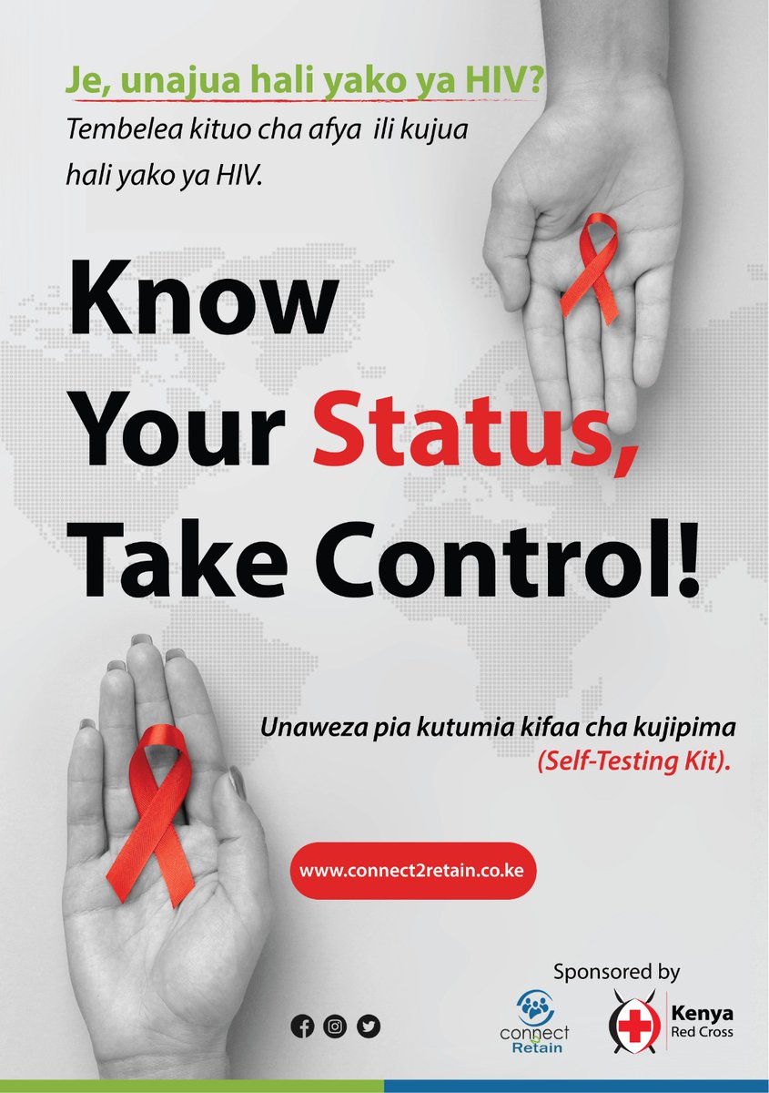 Connect_2Retain's tweet photo. Get tested for HIV to protect yourself and those you love! HIV testing is quick, easy, and confidential. Knowing your status is the first step in taking control of your health.
Don't wait, get tested today!
#Connect2Retain
@KenyaRedCross @LVCTKe @Amref_Kenya @USAIDKenya https://t.co/LBmgyU1SFO