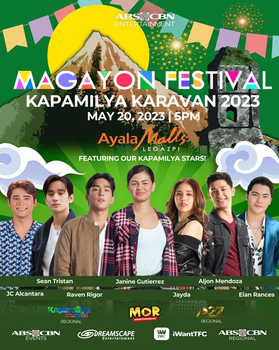 ABSCBNC0RP's tweet photo. Makiogma sa Magayon Festival Kapamilya Karavan kasama ang ating mga paboritong Kapamilya stars na sina JC Alcantara, Eian Rances, Aljon Mendoza, Jayda, Sean Tristan, Raven Rigor at Janine Gutierrez!

Maghirilingan kita Kapamilya sa May 20 sa Ayala Malls … https://t.co/iBfiU2SEVw