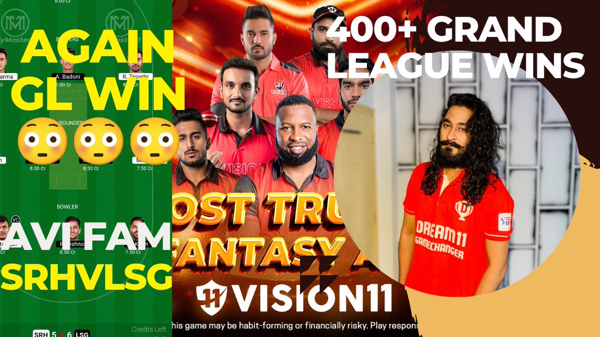 Short but Very Important Video out! 
Go Watch now!Important Grand league Drops and Picks mentioned. 
youtu.be/QbCKt-xHYPU

#Aviluciferase #KarnatakaElectionResults #SRHvsLSG #DREAM11 #VISION11 #MYMASTER11 #TAMASHAFANTASY #KUBERAFANTASY