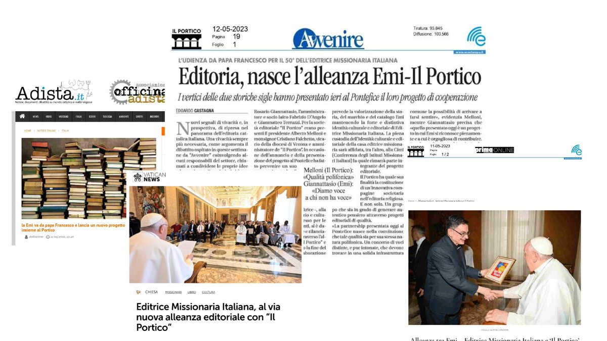 IlPortico_'s tweet photo. #Rassegnastampa: presentata a Papa Francesco la nuova alleanza tra Il Portico e EMI - Editrice Missionaria Italiana https://t.co/weDSw7uwvF
