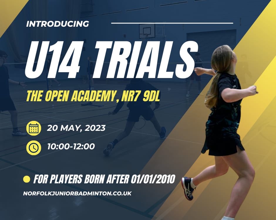 Love badminton? In Year 7,8 or 9? Try out for Norfolk next weekend!