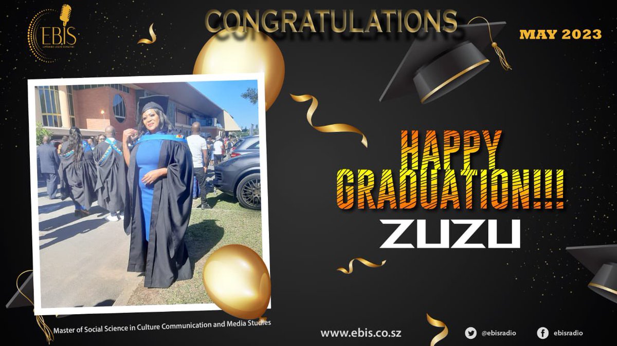 Congratulations to #EBIS Editor, Zanele Zuzu Nxumalo for graduating with a Master’s degree in Communication & Media Studies.  👏🏼👏🏼👏🏼
Caps off to you!!!

#ebisnews
#ebisradio
#CelebrateExcellence