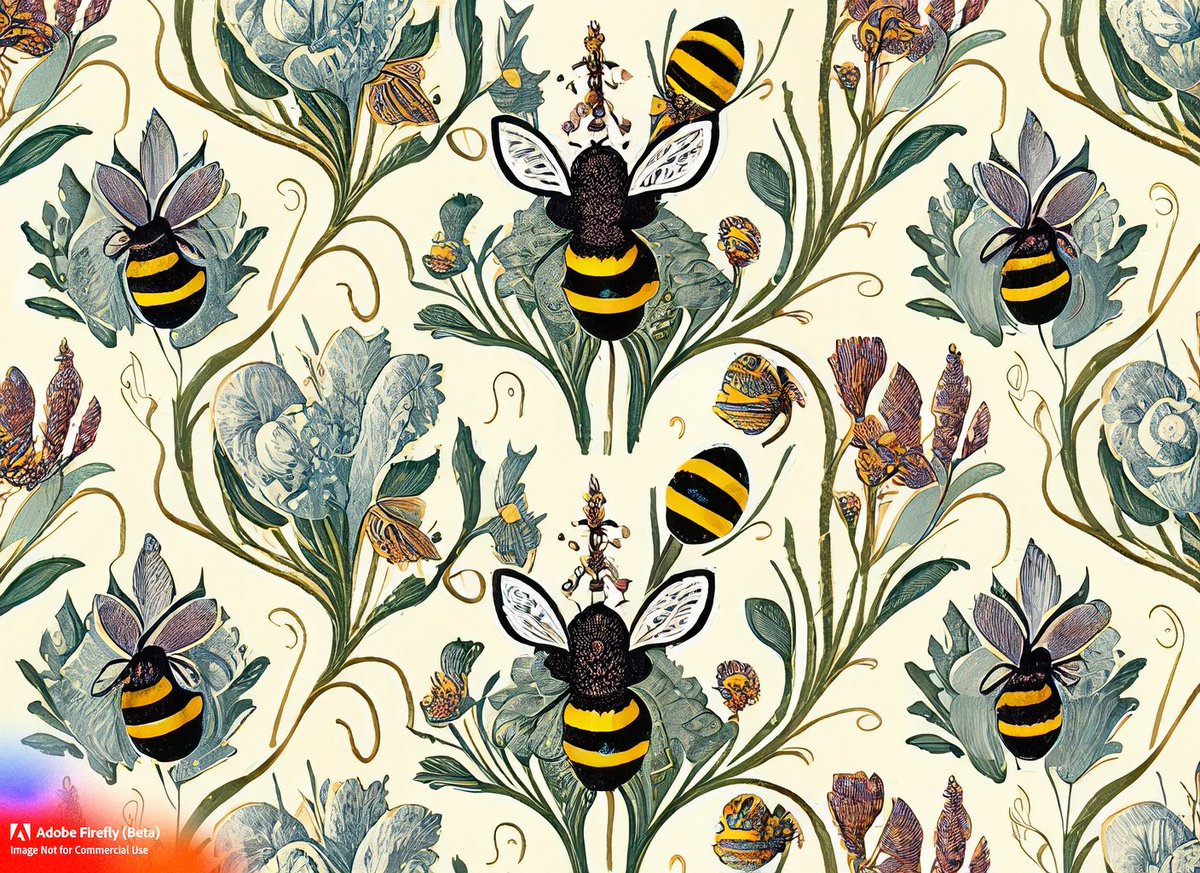 Victorian wallpapers 
prompt idea by @dramenon 
Victorian wallpaper pattern of plants and bees