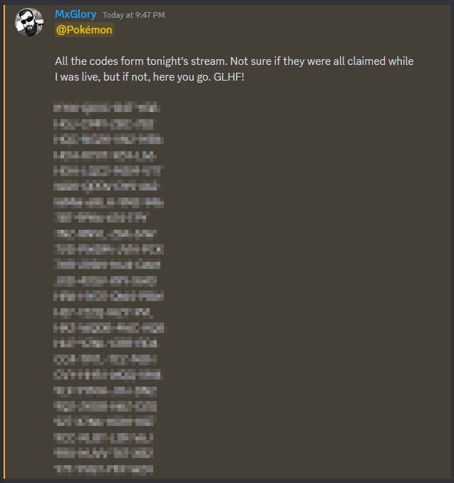 Mx_Glory's tweet image. Join the discord if you want to claim some of these codes. I post them from time to time. discord.gg/f76sCK4
#pokemontcg #pokemontcgo #pokemon