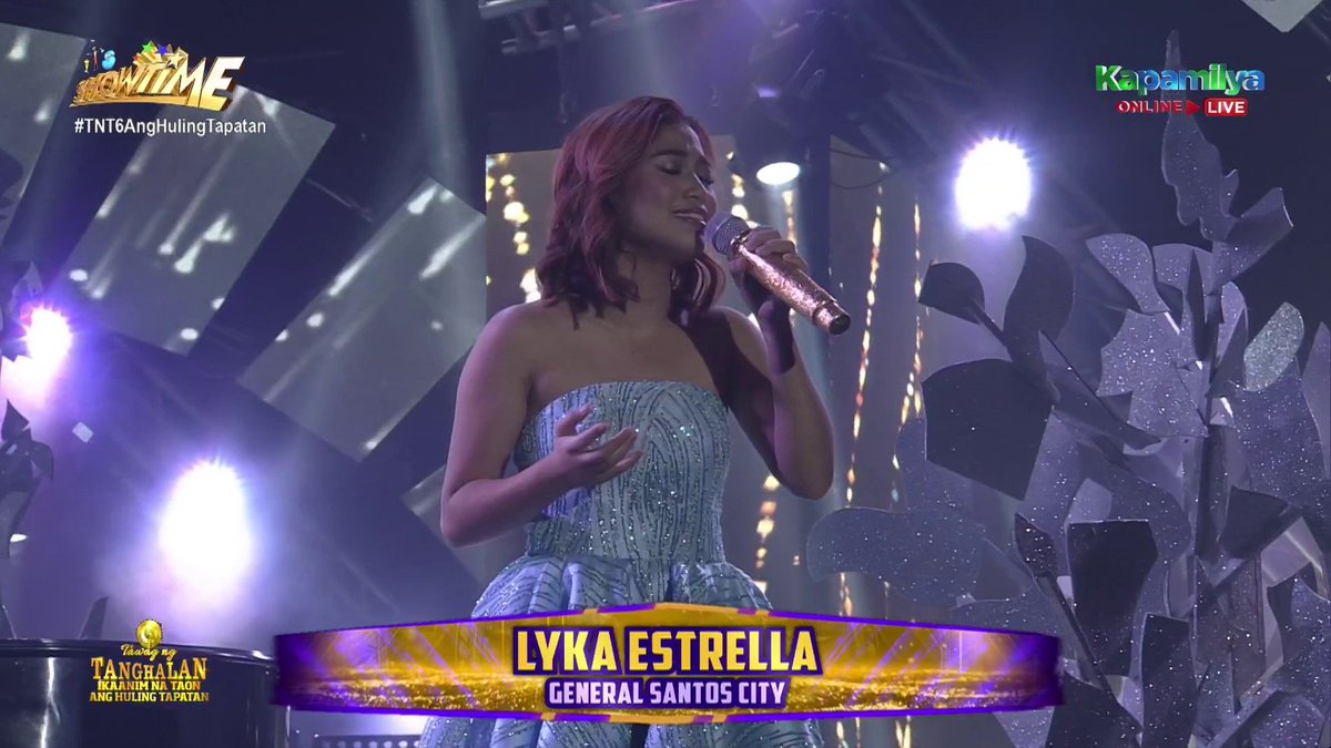 ABSCBN's tweet photo. Lyka Estrella belts out "Ngayon at Kailanman," receives standing ovation from the 'hurados.' #TNT6AngHulingTapatan https://t.co/M55w9sJgNo