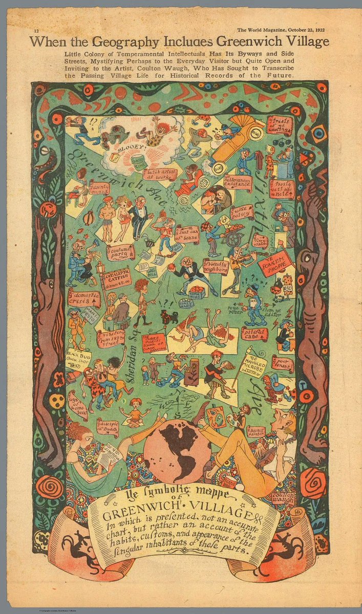 The Trufflers (1917) called Greenwich Villagers “anarchists, feminists, Freudian psycho-anayists of self, Jewish intellectuals, painters of all nationalities, sex hygiene enthusiasts, theatrical press agents and  youthful experimenters in living." #GreenwichVillage