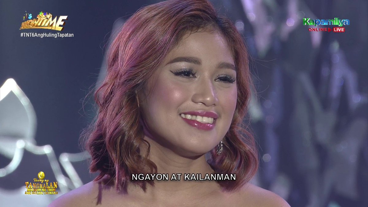 ABSCBN's tweet photo. Lyka Estrella belts out "Ngayon at Kailanman," receives standing ovation from the 'hurados.' #TNT6AngHulingTapatan https://t.co/M55w9sJgNo