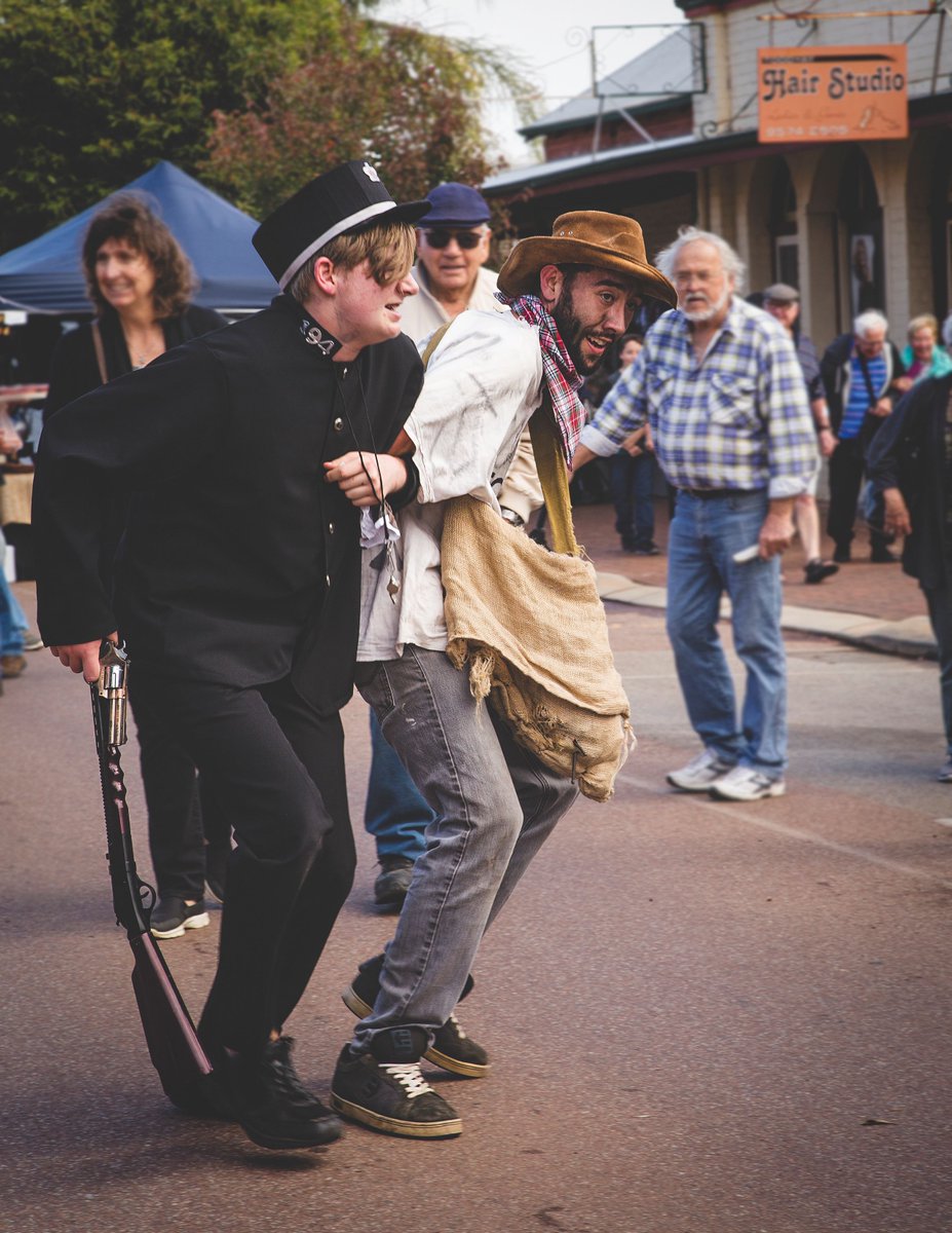 Step back in time with Toodyay's #MoondyneFestival in @DestPERTH, honouring Moondyne Joe. Dress in period costume and contribute to the festival’s atmosphere, street theatre 🎭 and fun 💃 Discover #Toodyay's colourful history on 7 May in #WAtheDreamState bit.ly/41fVkZY