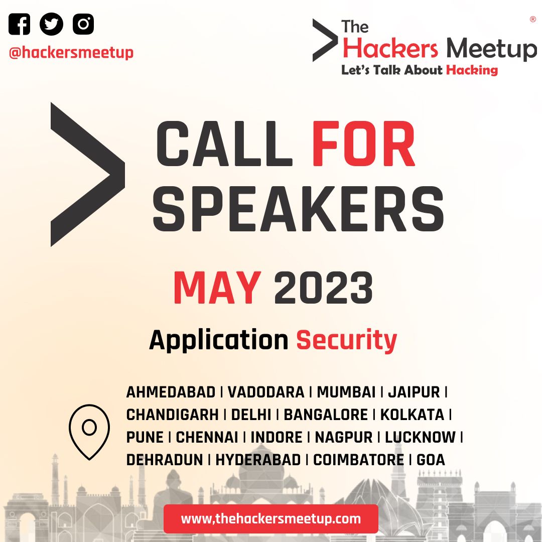 Hackers_Meetup's tweet photo. ๐๐๐ฅ๐ฅ ๐
๐จ๐ซ ๐๐ฉ๐๐๐ค๐๐ซ The Hackers Meetup India
Lets talk about #Hacking #HackTalk .
Speakers Registration: https://t.co/5fnTtrKUxV
Event Date: May 2023
Theme: Application Security
Offline Event
#TheHackersMeetup #THMIndia https://t.co/hYwwh024hE