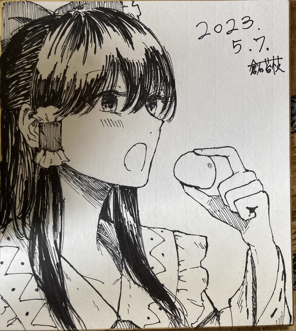 まんじゅうを食べる霊夢の色紙だ❗️ 