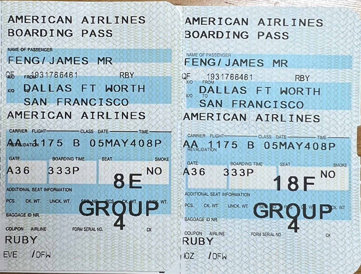TheJamesFeng's tweet photo. Can anyone tell me why I was given a boarding pass with my pre-selected seat, but then told I’m not on the flight when at the boarding gate? Staff could not give me a reason or my seat back. Told me either take a middle seat or another flight. Not happy… @AmericanAir https://t.co/JZgOZ8A5Cr