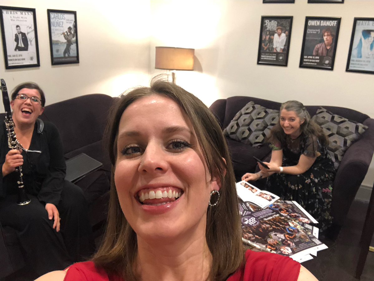 Back in the Green Room getting ready for our performance at the @BoulangerInitia WoCo Fest! Listening to the livestream from backstage.