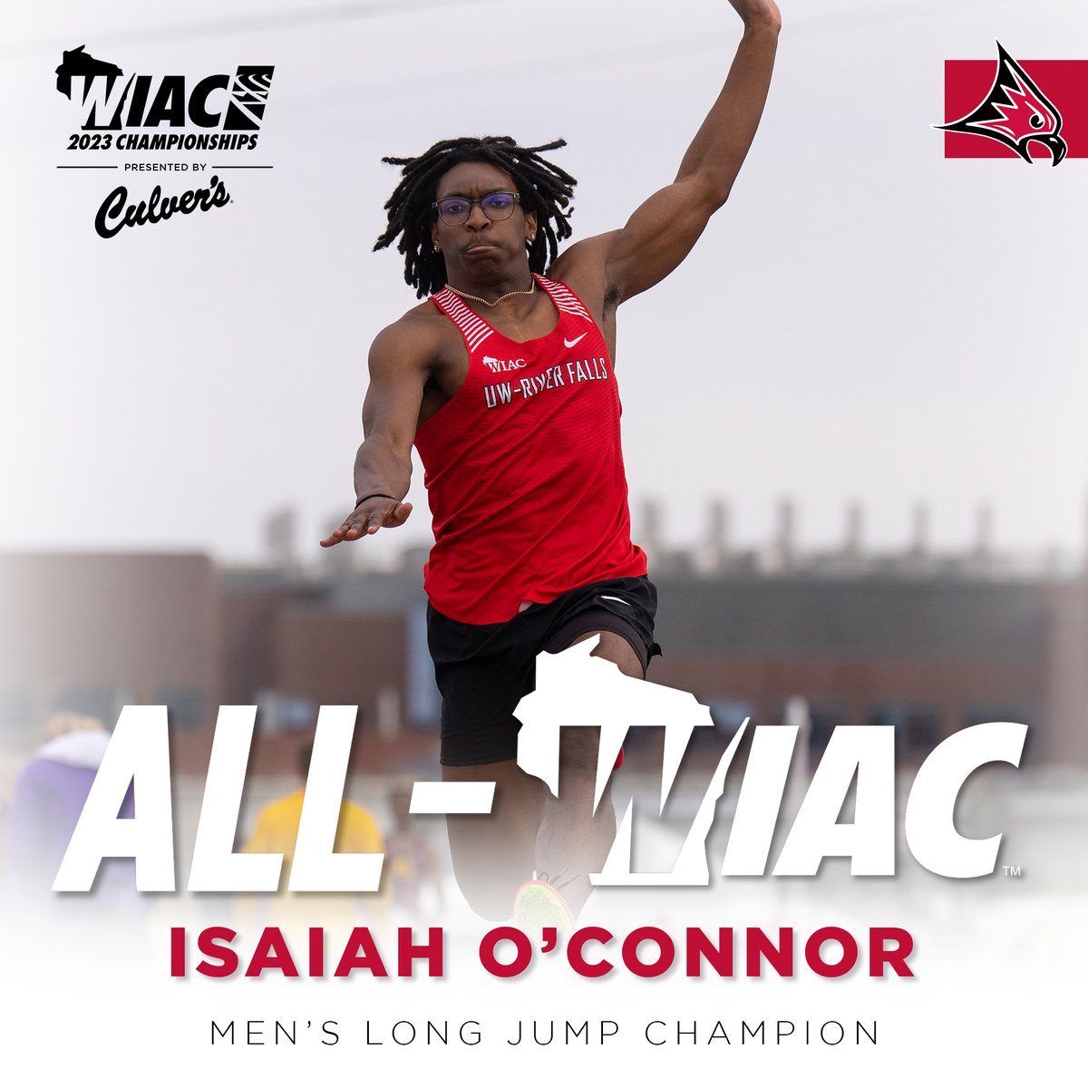 UWRF sweeps the <a href="/wiacsports/">WIAC</a> Outdoor Long Jump!

Freshman Isaiah O'Connor, who broke the <a href="/UWRFTrack/">UW-River Falls XC/TF</a> men's outdoor long jump record last week, wins the event with a mark of 7.05 meters (23-1.75)

#FFT