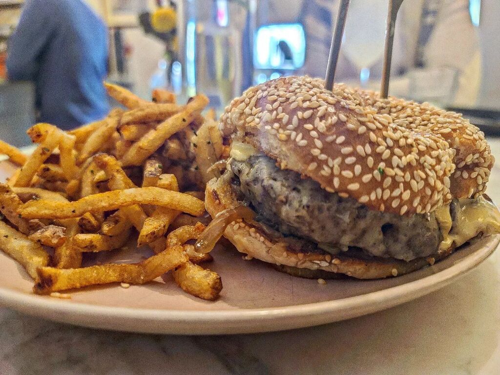 Dry Aged Cheeseburger
caramelized onion, miso dijon, vermont aged cheddar, fries

@lutecedc - Washington, DC

<a href="/nytimes/">The New York Times</a>: 🇺🇸's Best Restaurants 2022

🗓️ Apr. 8, 2023

#BehradEats #Lutece
#Georgetown #WashingtonDC