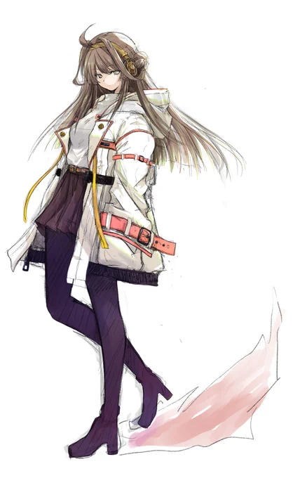 定期的に描きたくなる金剛さん。 今日はテックウェア風アレンジバージョンで。 ラフラフ。