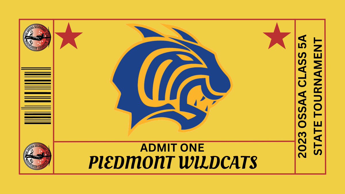 SoonerStateBSBL's tweet photo. Congratulations to the Piedmont Wildcats!

With their win over MacArthur in the regional final, the Wildcats have PUNCHED THEIR TICKET to the 2023 Class 5A State Tournament.

#OKPreps #TicketPunched🎟️ https://t.co/w7TMi3oXEb