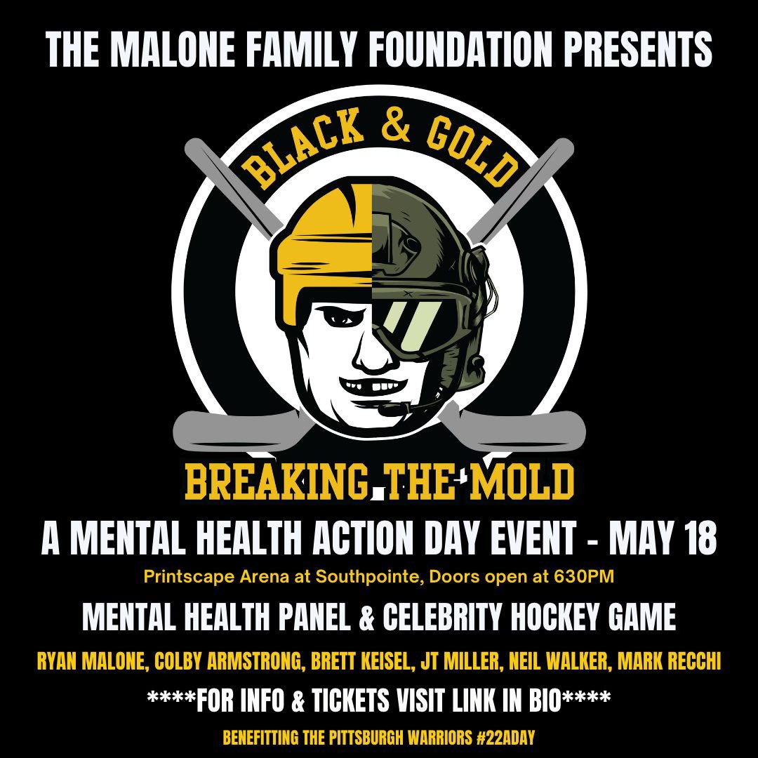 Tickets on SALE NOW, Visit the link in our bio to grab your spot. 

Join Ryan Malone, the Malone Foundation and our special guests in helping turn awareness into action on Mental Health Action Day, May 18th. 

#mentalhealth #mentalhealthaction #22aday #hockeyishealing #ELE