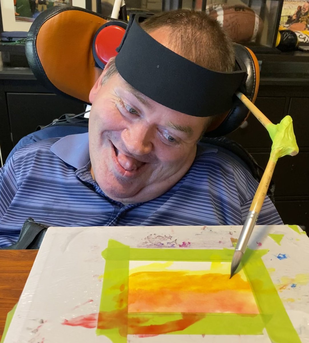 AndrewONielsen's tweet photo. My #headpainted #greetingcards are professionally printed, glossy, approx. 5” by 7” &amp; come with envelopes.

Pick a 5 pack of my #watercolours &amp; a donation will be made to @EasterSealsON to help kids with physical disabilities like me. 🙏

Email andrewonielsen1@gmail.com to order. https://t.co/ynjXANrtcY
