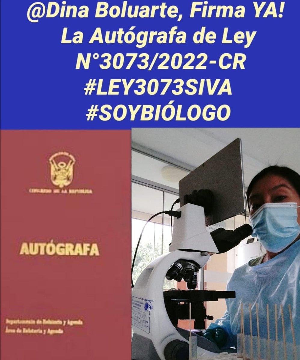 BiologiaP's tweet photo. 🛑 @Cbiologosperu solicitan al Poder Ejecutivo, la firma de la #Autografa de Ley N°3073/2022-CR, que modifica la Ley de Trabajo del Biólogo. Por un Perú saludable y sostenible.
@Minsa_Peru @MEF_Peru @viviendaperu @MinamPeru @MinjusDH_Peru
#LEY3073SIVA
#SOYBIÓLOGO https://t.co/lqG2tTLIpV