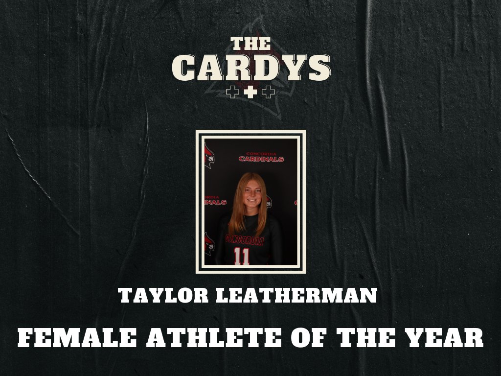 Concordia Cardinals (@cuaacardinals) on Twitter photo 🔴Female Athlete of the Year⚫️
Congratulations to Taylor Leatherman of <a href="/concordiawbb/">Concordia University WBB</a> on being named the Female Athlete of the Year! 🏆
#CARDYS2023 🔴Female Athlete of the Year⚫️
Congratulations to Taylor Leatherman of <a href="/concordiawbb/">Concordia University WBB</a> on being named the Female Athlete of the Year! 🏆
#CARDYS2023