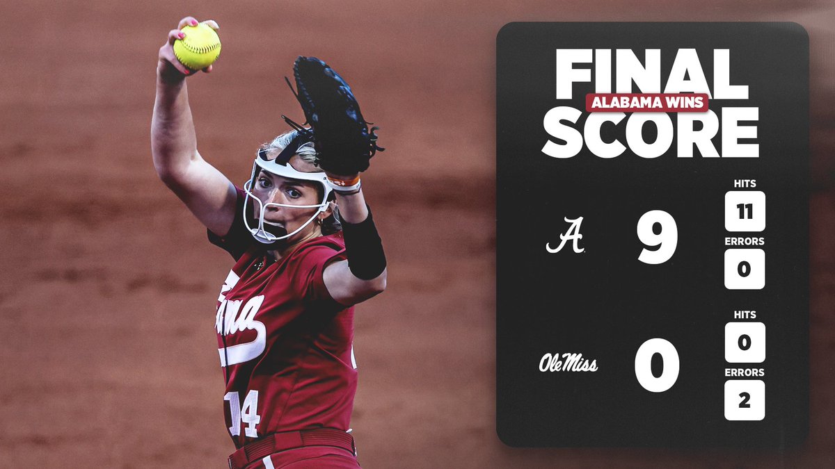 🚨MONTANA FOUTS PERFECT GAME🚨

The fourth perfect game of Fouts' career leads Alabama to a game one win over Ole Miss

#Team27 #RollTide