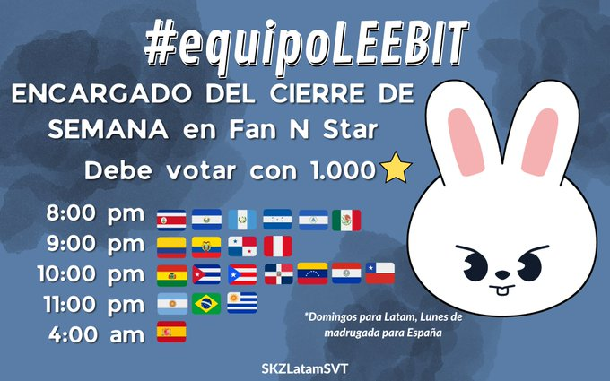 SKZ_IDOLCHAMP's tweet photo. ‼️ DOMINGOS DE MASIVA FAN N STAR ‼️

STAY, el fin de semana es de masiva en nuestra app favorita 🥰

Estamos preparándonos para el comeback sí, pero no la descuidemos, hagamos todo lo posible por cerrar con un buen número.

Únanse y difundan 💪

#STAYxFANNSTAR #equipoLEEBIT https://t.co/Oddn0RaSIc