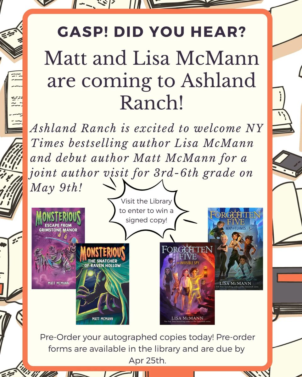 PinaplLibrarian's tweet photo. Super excited! Picked up our pre-orders today in anticipation of our author event @Ashland_Ranch with Lisa and Matt McMann on Tuesday!!! @lisa_mcmann @matt_mcmann #theforgottenfive #monsterious https://t.co/MbwR3B4eij