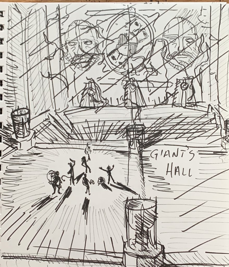 anyonemakemaps's tweet photo. You know I used to sort of loath my “sketchy style” but it’s growing on me. Got to reveal the ‘big boss’ last game after 3 years of play and building tension. https://t.co/LewZYe59B0