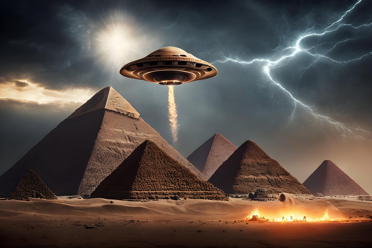 AI_creative_gal's tweet photo. Huge UFO destroying the pyramids 👽

---

#ufo #hufe #ovni #destroy #pyramid #strange #secret #humanity #egipt #ship #galactic #galaxy #mothership #photography #photo #editorialphotography #pohotooftheday #aiart #stablediffusion #artoftheday #fantasy #fantasyart #scifi #scifiart https://t.co/TQgQ1UIw34