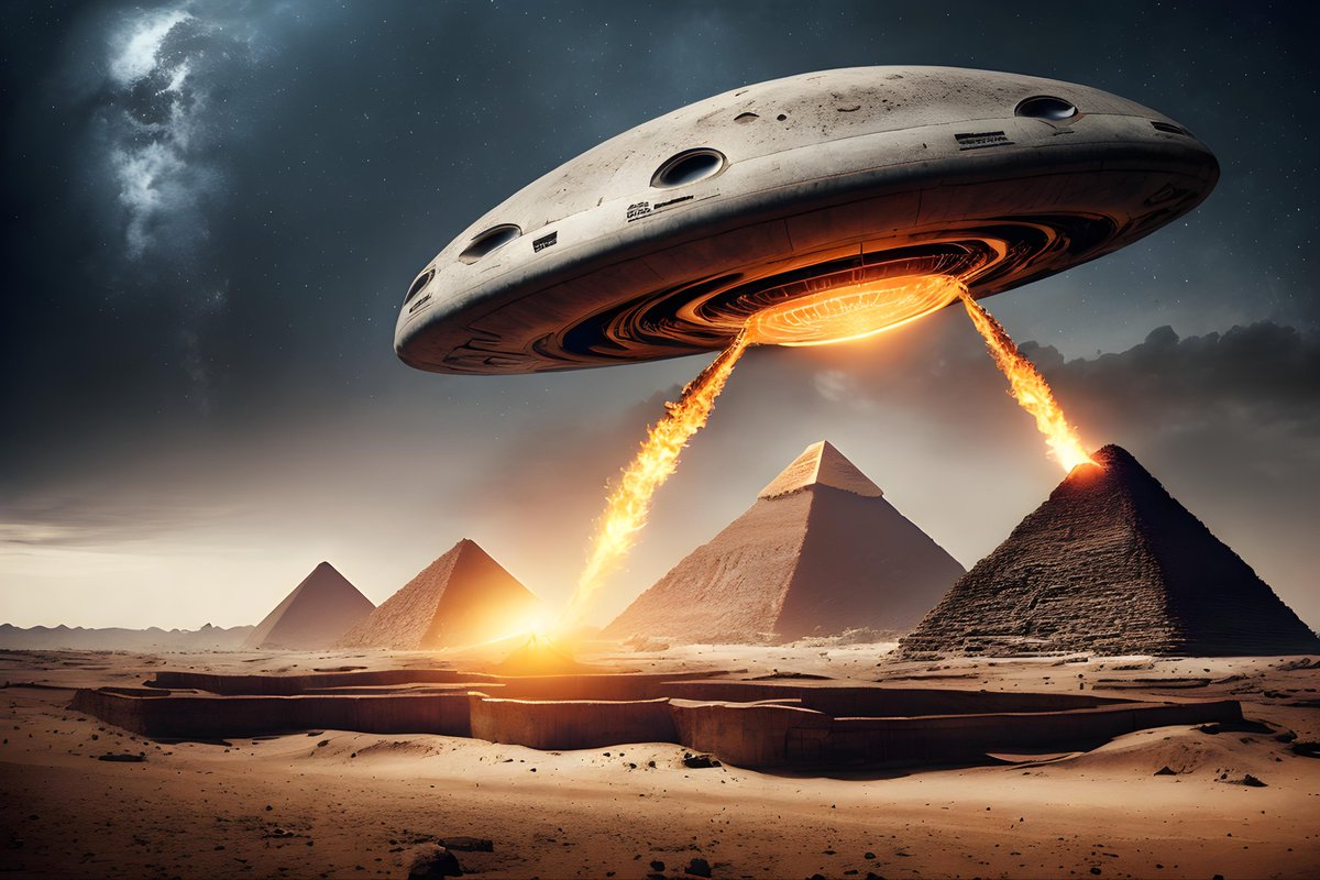 AI_creative_gal's tweet photo. Huge UFO destroying the pyramids 👽

---

#ufo #hufe #ovni #destroy #pyramid #strange #secret #humanity #egipt #ship #galactic #galaxy #mothership #photography #photo #editorialphotography #pohotooftheday #aiart #stablediffusion #artoftheday #fantasy #fantasyart #scifi #scifiart https://t.co/TQgQ1UIw34