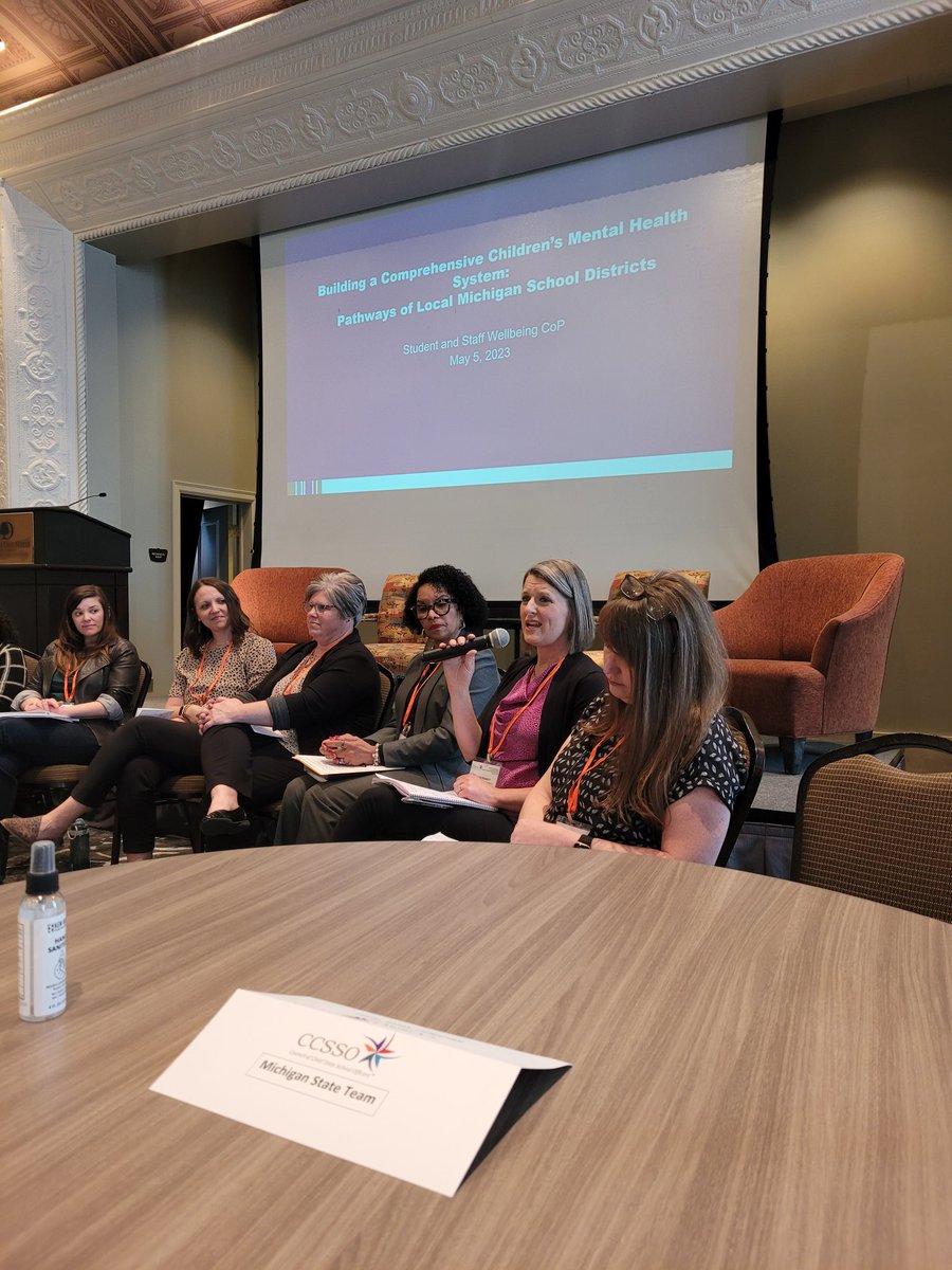 Grateful for MI educators who spoke on Staff &amp; Student Wellbeing work being done in Michigan at the 4 state in-person convening of State Ed staff supporting this work. KY, RI and UT got to hear examples of how collab between state &amp; LEA are making a difference <a href="/mieducation/">Michigan Dept of Ed</a> <a href="/CCSSO/">CCSSO</a>