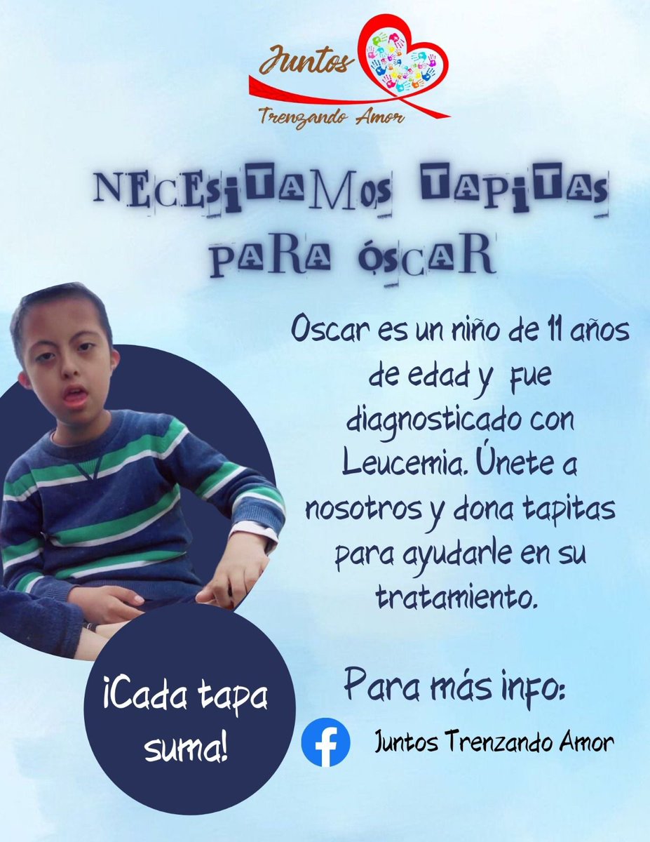 Aml5418P30's tweet photo. Necesitamos de tu ayuda para Óscar ayudanos a recolectar tapas,fondos si deseas apoyar puedes llevarlo a cuatro milpas 325 col.benito Juárez  Nezahualcóyotl o también puedes donar con lo que desees apoyar ala siguiente cuenta 
ISAAC ROMAN EE 
Cuenta : BBVA 
0074 01820015 31759350 https://t.co/dufMvE7xrG